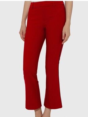 Derek Lam 10 Crosby Tuxedo Piping Cropped Flare Pants Red Size 2